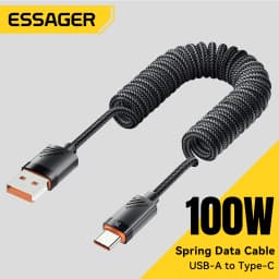 Essager Car Spring Type C Cable For iPhone 16 1514 Xiaomi Samsung 100W PD Fast Charging For Macbook iPad Type C to Type C Cable