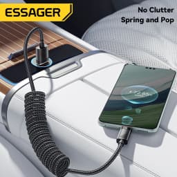 Essager Car Spring Type C Cable For iPhone 16 1514 Xiaomi Samsung 100W PD Fast Charging For Macbook iPad Type C to Type C Cable