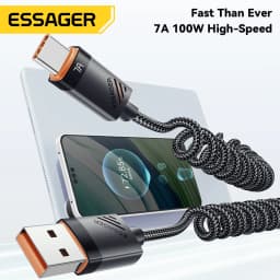 Essager Car Spring Type C Cable For iPhone 16 1514 Xiaomi Samsung 100W PD Fast Charging For Macbook iPad Type C to Type C Cable