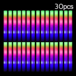 15/30Pcs LED Glow Sticks Bulk Colorful RGB Glow Foam Stick Cheer Tube Dark Light for Xmas Birthday Wedding Party Supplies