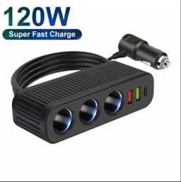 3 in 1 USB Type C Socket 120W Car Cigarette Lighter Splitter 12V 24V Fast Charger Phone Power Adapter for Car DVR GPS Dashcam