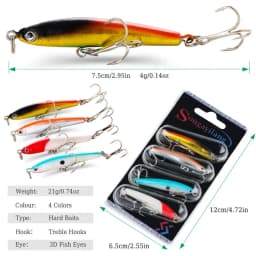 Sougayilang Fishing Bait Set 4PCS Wobbler Anti-corrosion Hook Bass Fishing Lure for Sea Carp Fishing Tackles De Pesca