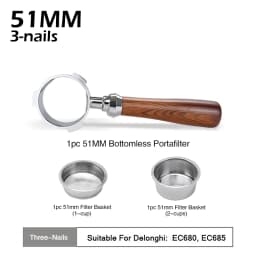 Coffee Bottomless Portafilter 51mm Naked For Delonghi EC680 EC685 EC200 Filter Basket Espresso Machine Accessories Barista Tools