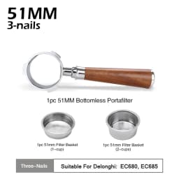 Coffee Bottomless Portafilter 51mm Naked For Delonghi EC680 EC685 EC200 Filter Basket Espresso Machine Accessories Barista Tools