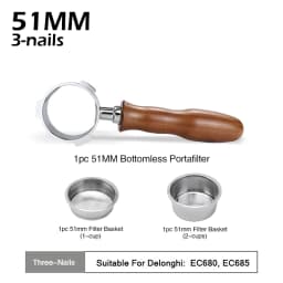 Coffee Bottomless Portafilter 51mm Naked For Delonghi EC680 EC685 EC200 Filter Basket Espresso Machine Accessories Barista Tools