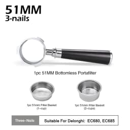 Coffee Bottomless Portafilter 51mm Naked For Delonghi EC680 EC685 EC200 Filter Basket Espresso Machine Accessories Barista Tools