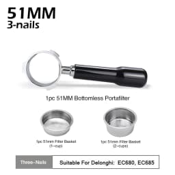 Coffee Bottomless Portafilter 51mm Naked For Delonghi EC680 EC685 EC200 Filter Basket Espresso Machine Accessories Barista Tools