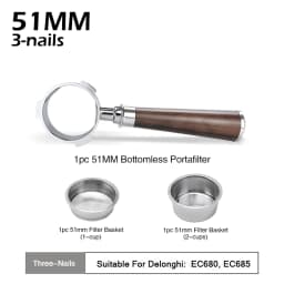 Coffee Bottomless Portafilter 51mm Naked For Delonghi EC680 EC685 EC200 Filter Basket Espresso Machine Accessories Barista Tools