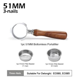 Coffee Bottomless Portafilter 51mm Naked For Delonghi EC680 EC685 EC200 Filter Basket Espresso Machine Accessories Barista Tools