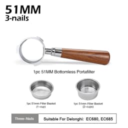 Coffee Bottomless Portafilter 51mm Naked For Delonghi EC680 EC685 EC200 Filter Basket Espresso Machine Accessories Barista Tools