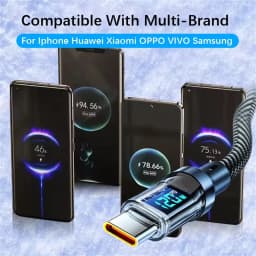 NNBILI 100W USB C 120W USB A Charging Cables with LED Display Screen, USB C=C-C,USB A=A-C, Not for Xiaomi iPhone Samsung