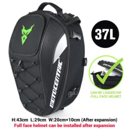MOTOCENTRIC Waterproof Motorcycle Tail Bag Multi-functional Durable Rear Seat Bag 37L High Capacity Rider Helmet Backpack