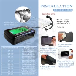 Inductive Tachometer Hour Meters 2 IN 1 Gauge Alert RPM Engine Hour Meter Backlit Resettable Tacho for Motorcycle ATV Lawn Mower