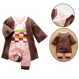 0-18 Months Anime Baby Rompers Newborn Cosplay Costume Infant Akatsuki Nezuko Tanjirou Cotton Clothes Boys Girls Kids Outfit