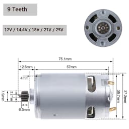 RS550 DC Motor 12V 14-4V 16-8V 18V 25V Micro Engine Electric Motors with 9/11/12/13/14/15 Teeth High Torque Gear Box for Drill