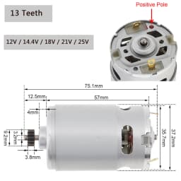 RS550 DC Motor 12V 14-4V 16-8V 18V 25V Micro Engine Electric Motors with 9/11/12/13/14/15 Teeth High Torque Gear Box for Drill