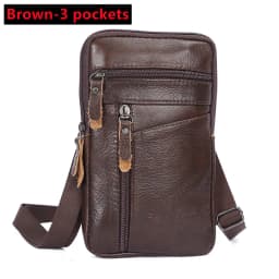 New Men's Genuine Leather Waist Packs Bag Phone Pouch Bags Men Handbag Bag Small Chest Shoulder Belt Bag Crossbody Leather Bags