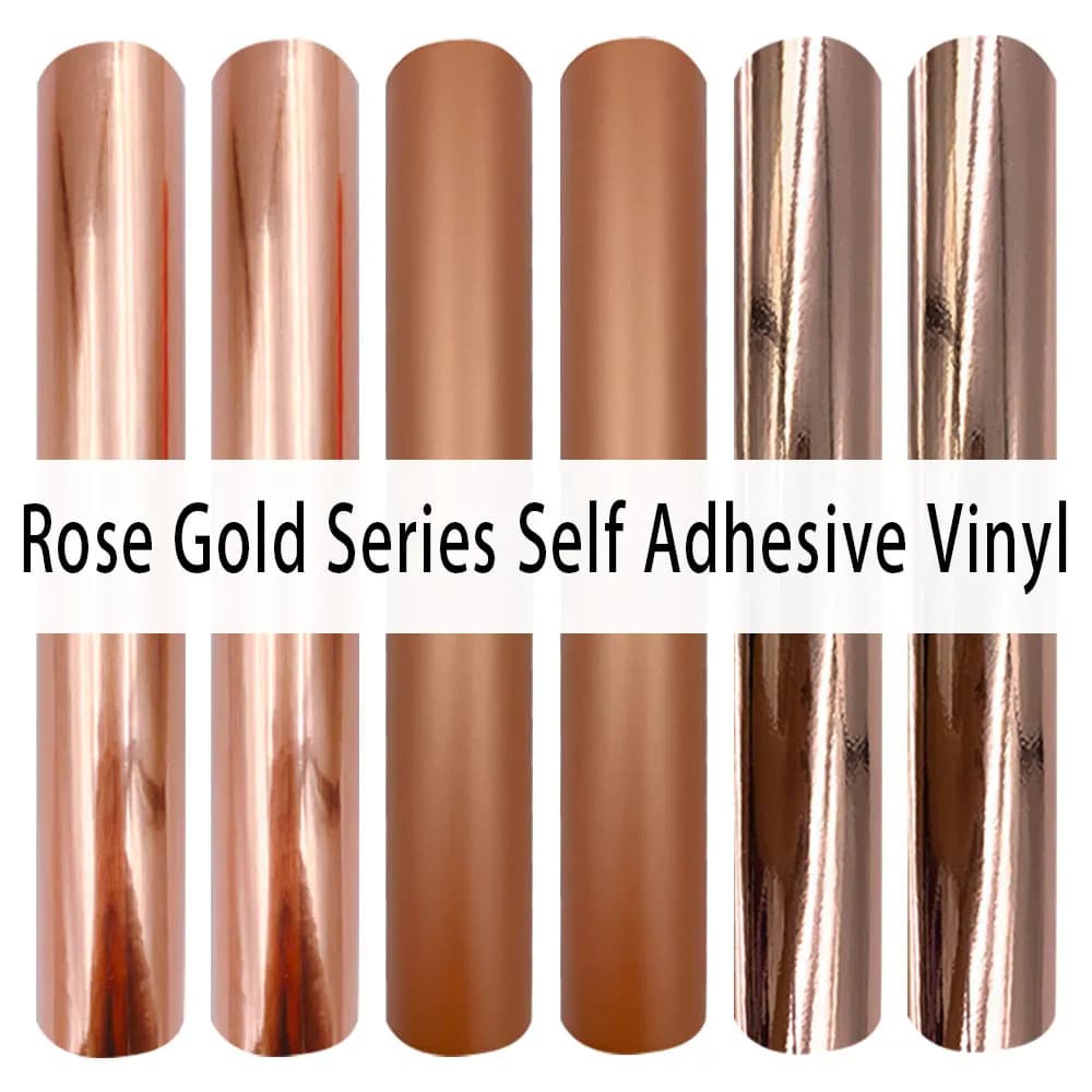 6Pcs/Set Rose Gold Permanent Adhesive Vinyl For Silhouette Cameo Craft DIY Cups Glass Wall Party Decor Sticker