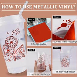 6Pcs/Set Rose Gold Permanent Adhesive Vinyl For Silhouette Cameo Craft DIY Cups Glass Wall Party Decor Sticker