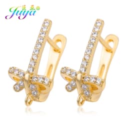 Juya DIY Fine Jewelry Material Supplies Handmade Earwire Gold/Silver Color Earring Hooks Accessories For Luxury Earrings Making