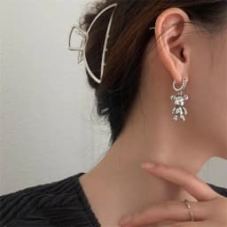 XIYANIKE Unique Asymmetrical Bear Heart Drop Earrings For Women Fashion Animal Jewelry Gift Party серьги женские