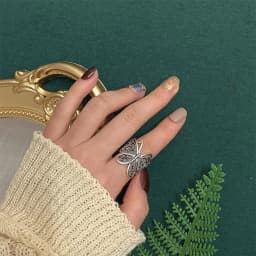Retro Boho Butterfly Ring For Women Fashion Silver Color Owl Angel Wing Cat Animal Irregular Opening Rings Vintage Jewelry Gift