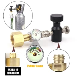 Soda Co2 Cylinder (TR21-4 Thread Type) Refill Adaptor With Gauge Kit Fit SodaStream Blue Cylinder W21.8-14 G3/4 CGA320 Connector