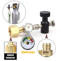 Soda Co2 Cylinder (TR21-4 Thread Type) Refill Adaptor With Gauge Kit Fit SodaStream Blue Cylinder W21.8-14 G3/4 CGA320 Connector