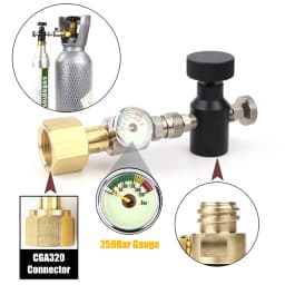 Soda Co2 Cylinder (TR21-4 Thread Type) Refill Adaptor With Gauge Kit Fit SodaStream Blue Cylinder W21.8-14 G3/4 CGA320 Connector
