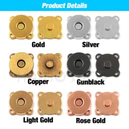 20sets 10mm-18mm Sew-on Metal Magnet Buckle Snap Fasteners Buttons Kits DIY Sewing Garment Accessories Materials Wallet Buckle