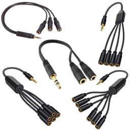 1/8 3.5mm TRS Male To 2/3/4/5/6 Ports 3.5mm Female Jack Headphone Splitter Cable Stereo AUX Audio Adapter for PC MP3 TV Speaker