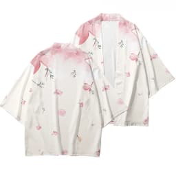 Japanese traditional clothing cherry blossom kimono Fashionable printed haori for men women Asian clothing role-playing cardigan