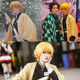 Zenitsu Wig Short Yellow Wig For Demon Slayer Cosplay Orange Ombre Wig Cosplay Wig for Synthetic Wig for Halloween Party Cosplay