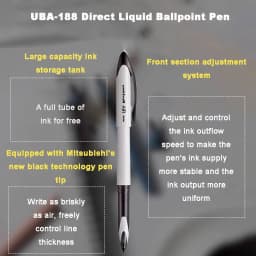 UNI Uni-ball UBA188 Air Roller Ball Pen, 0.5/0.7mm Resin Nib Calligraphy Brush Super Smooth for Handwriting, Signature, Drafting