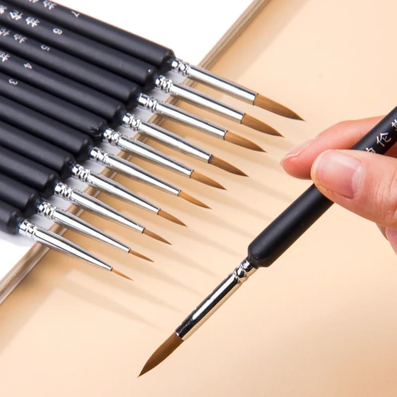 4/5/11pcs Miniature Hook Line Pen Art Painting Brushes Weasel Hair Paint Brush Gouache Watercolor Oil Paint Artists Hand Painted