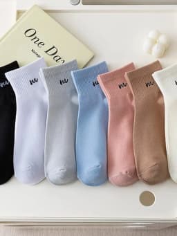 5 pairs of women's spring and autumn pure cotton ins trendy Japanese low cut solid color short socks