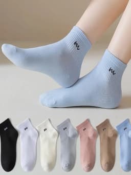 5 pairs of women's spring and autumn pure cotton ins trendy Japanese low cut solid color short socks
