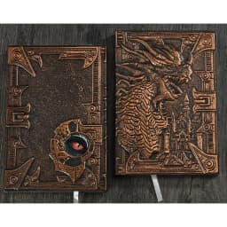 A5 Notebook,Dragon Embossed Retro Hardcover Leather Cover,100 Sheets/Book,Horizontal Line Inside Office Learning Diary QP-04