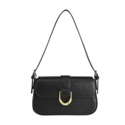 Classic PU Leather Horseshoe Buckle Casual Crossbody Bag Soild Color Small Shoulder Bag with Zipper Closure Women Clutch Purse