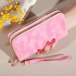 Chic Vintage Double Layer Clutch Wallet - Retro Zipper Coin Purse & Wristlet - Fashionable Womens Accessory with Secure Storage