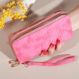Chic Vintage Double Layer Clutch Wallet - Retro Zipper Coin Purse & Wristlet - Fashionable Womens Accessory with Secure Storage