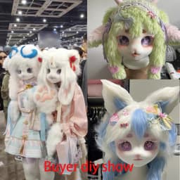 Kigurumi Base Animal Head Skull Mask Cosplay Beast Fursuit Cat Skull DIY Thicken Plastic Masks Carnival Anime Party Costume Prop