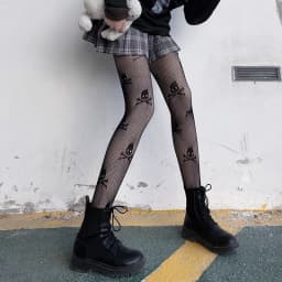New Goth Lolita Cosplay JK Girls Tights Women Sexy Retro Gothic Kawaii Cross Print Club Stockings Nylon Socks Fishnet Pantyhose