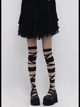 Fashion Nylon Transparent Stripe Stockings Elastic Lolita JK Style High Tube Long Socks Ultra-thin Pile Up Hosiery Summer