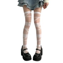 Fashion Nylon Transparent Stripe Stockings Elastic Lolita JK Style High Tube Long Socks Ultra-thin Pile Up Hosiery Summer