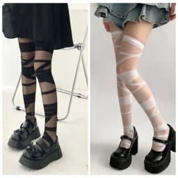 Fashion Nylon Transparent Stripe Stockings Elastic Lolita JK Style High Tube Long Socks Ultra-thin Pile Up Hosiery Summer