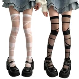 Fashion Nylon Transparent Stripe Stockings Elastic Lolita JK Style High Tube Long Socks Ultra-thin Pile Up Hosiery Summer
