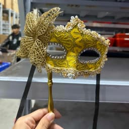 Halloween Party Mask With Holding Stick Evening Prom Masquerade Mask Stage Cosplay Props Venetian Half Face Masks For Women