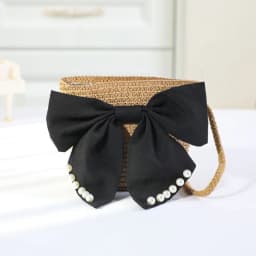 Sweet Kid's Straw Woven Bag Bow Shoulder Bag Outdoor Travel Messenger Bag Beach Bag Mini Children's Coin Purse Handbag