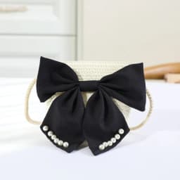 Sweet Kid's Straw Woven Bag Bow Shoulder Bag Outdoor Travel Messenger Bag Beach Bag Mini Children's Coin Purse Handbag